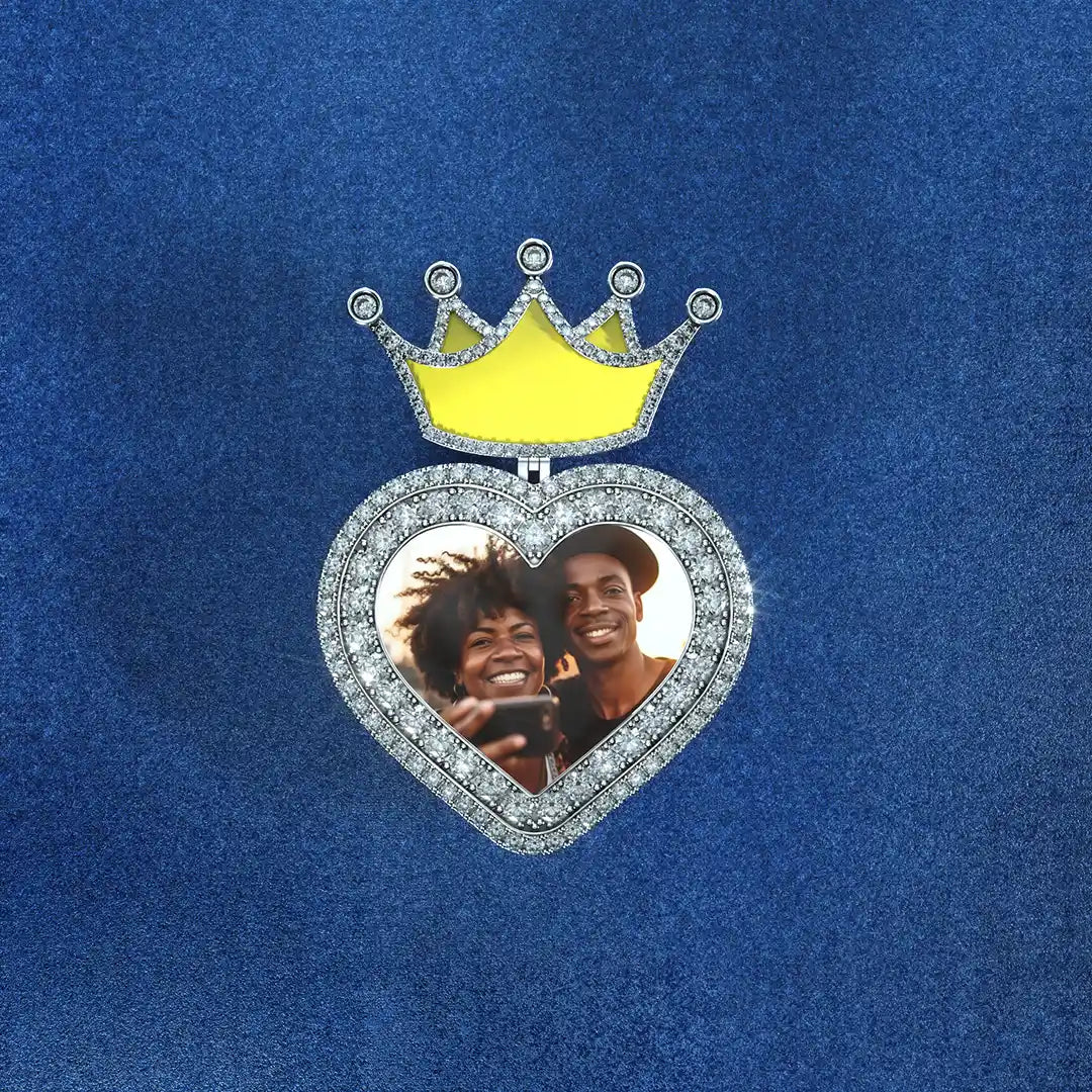 Unique Hip Hop Pendant with Your Photo – Fully Iced Border Design