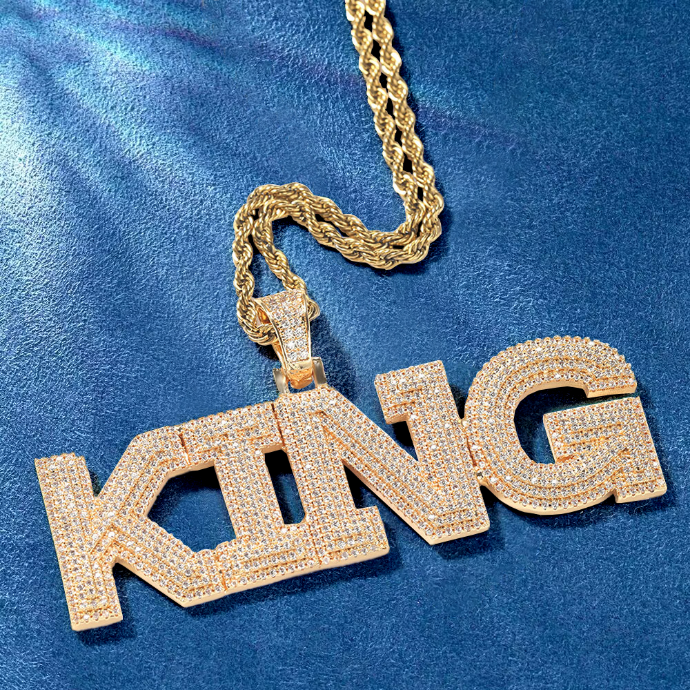 Gold tone alphabet necklace with sparkle finish