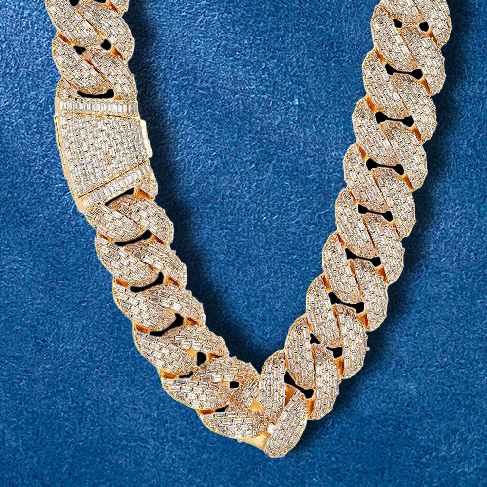 Men's iced out Cuban link chain in gold finish