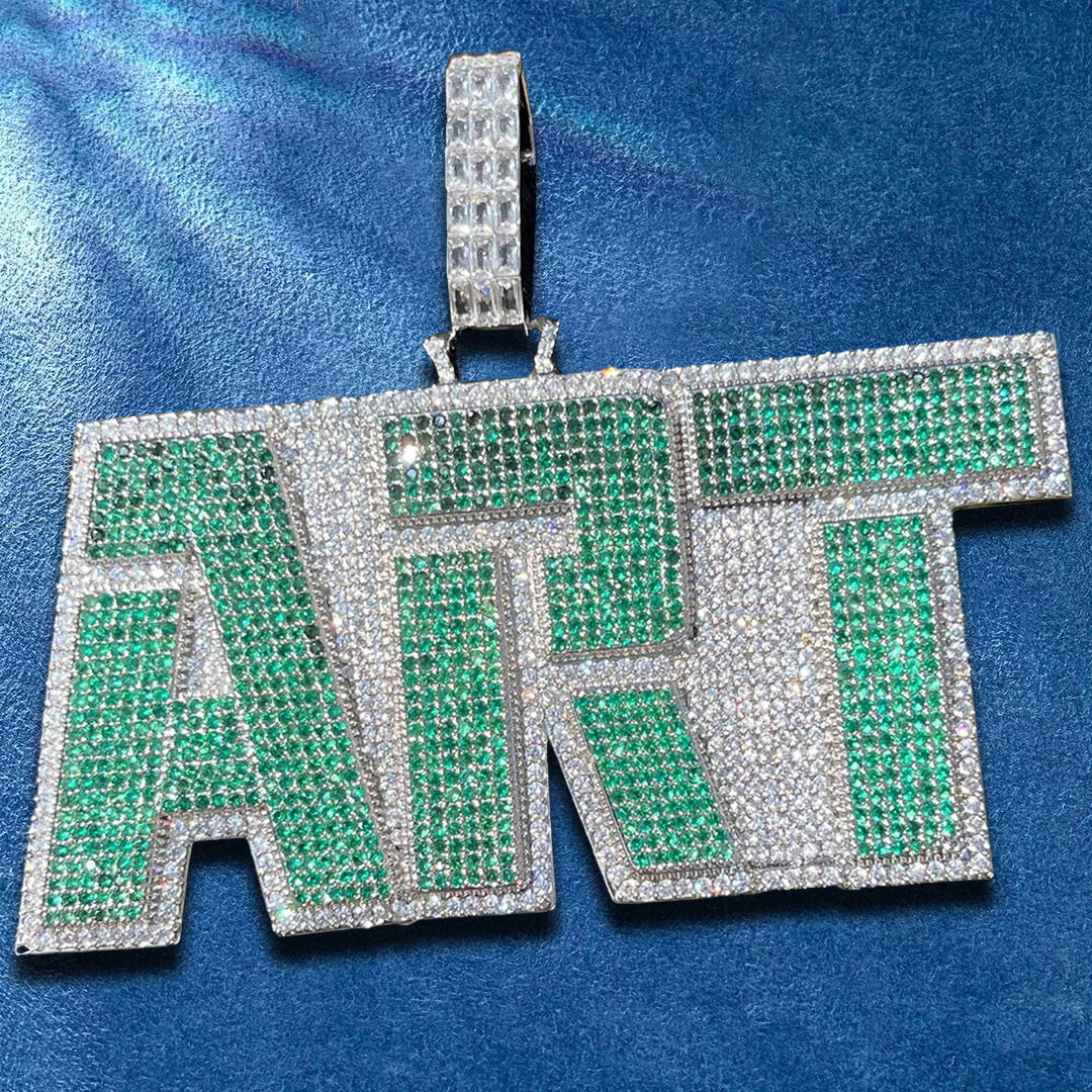 Men’s custom iced alphabet necklace pendant