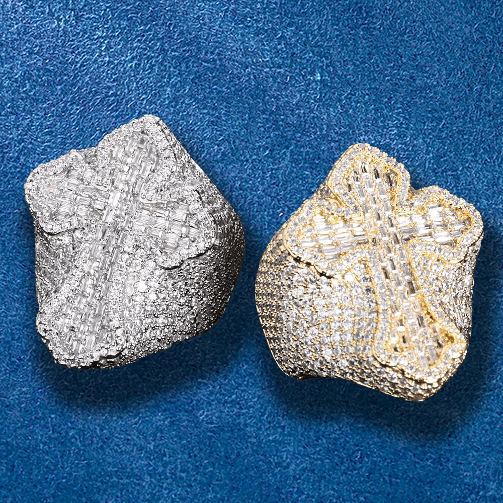 Thick band iced ring for streetwear look