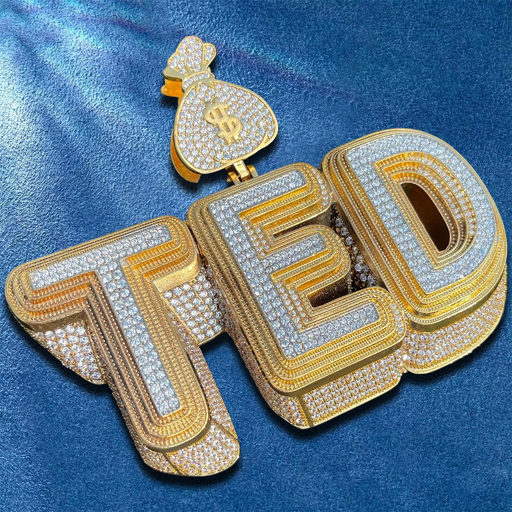 Shiny hip hop initial pendant for flashy looks