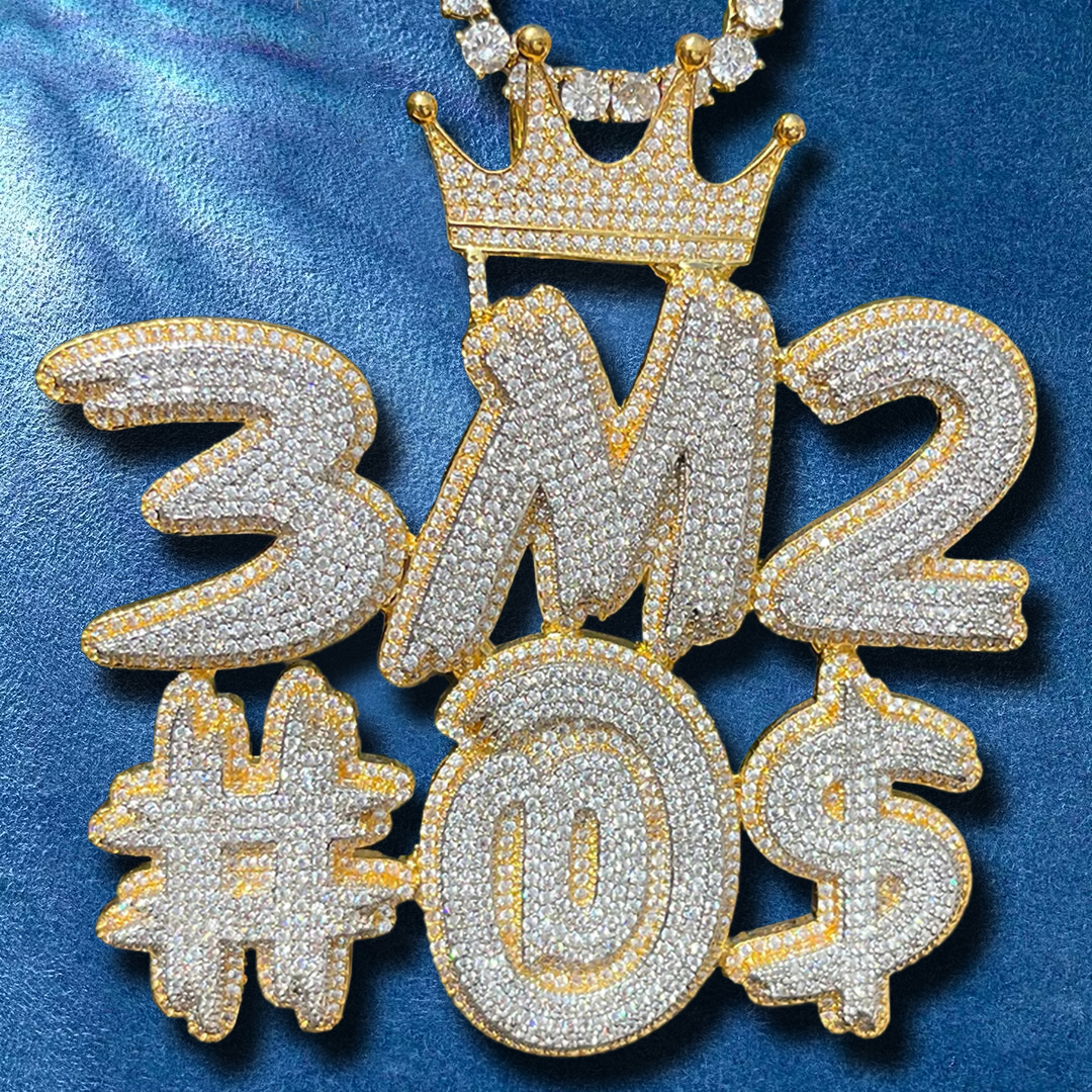 CZ diamond-studded custom letter bling pendant