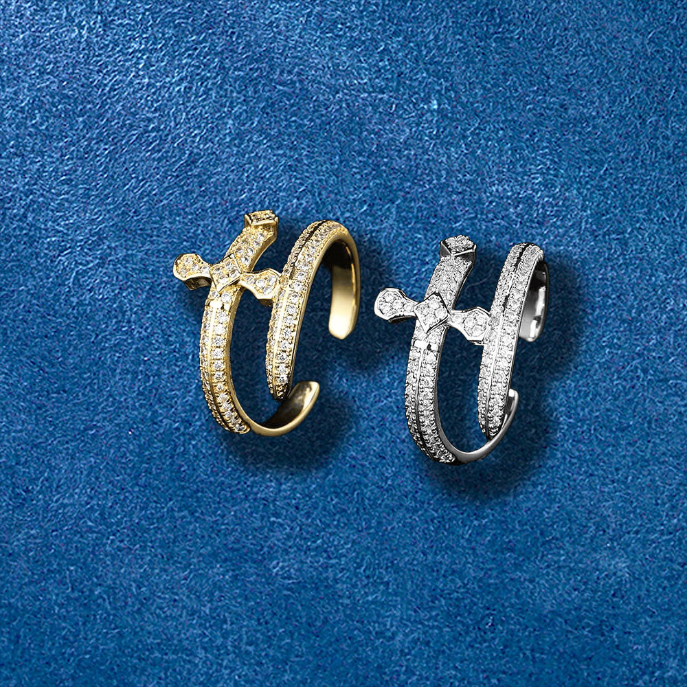 Custom hip hop ring in silver and CZ stones