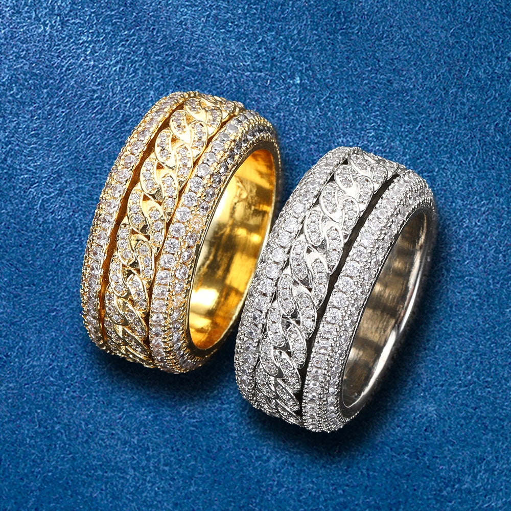 Statement iced ring with moissanite stones