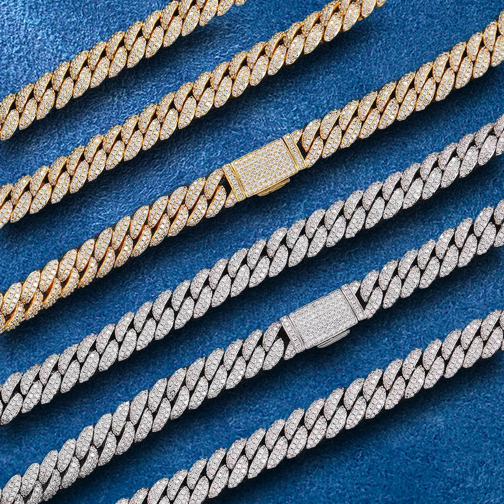 Stainless steel Cuban chain with iced detailing