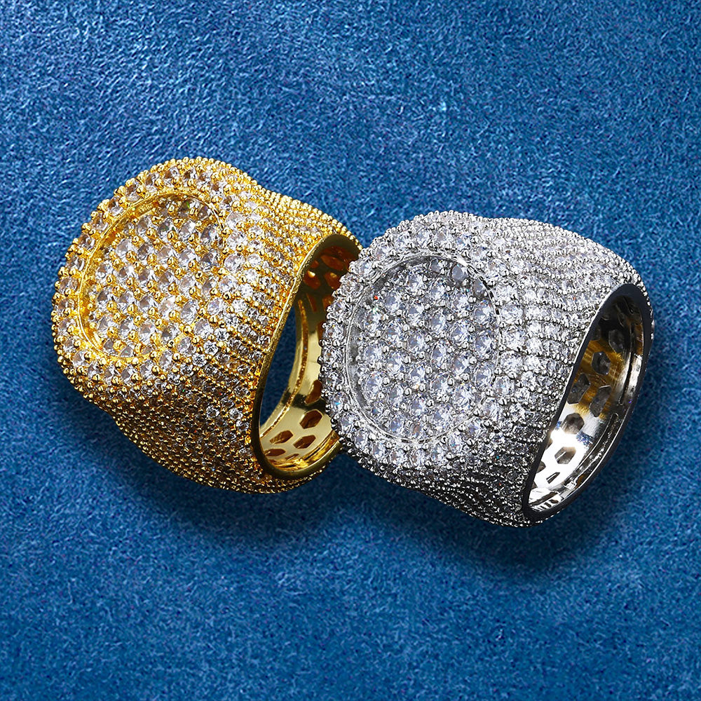 Men's bling ring with gold-plated finish