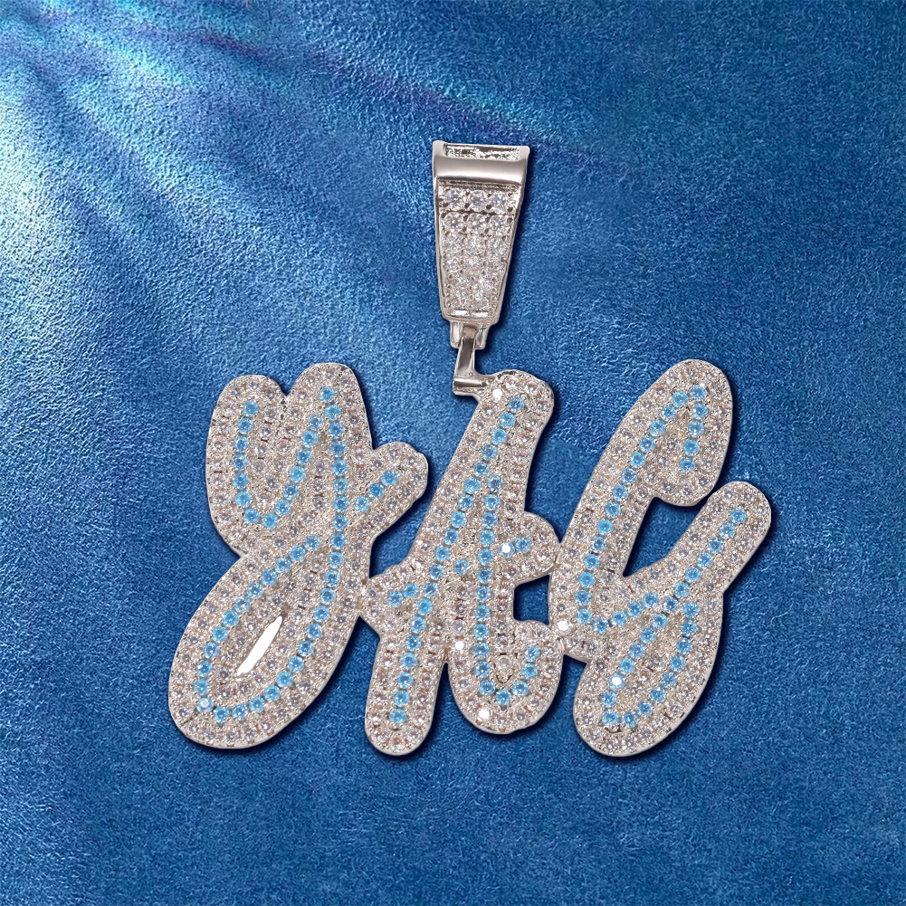 Christmas gift custom letter pendant in gold and ice