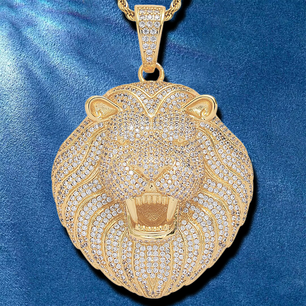 iced out lion pendant for men