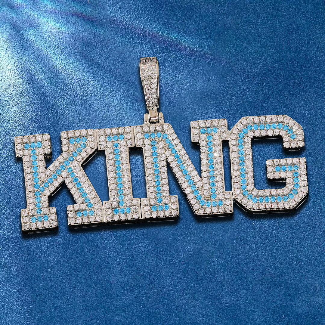 Personalized name letter pendant with CZ detailing