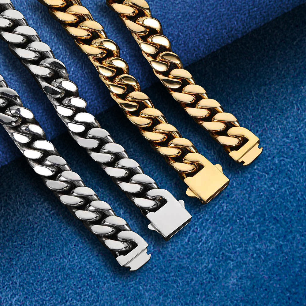 Custom-length Cuban chain for layered streetwear style