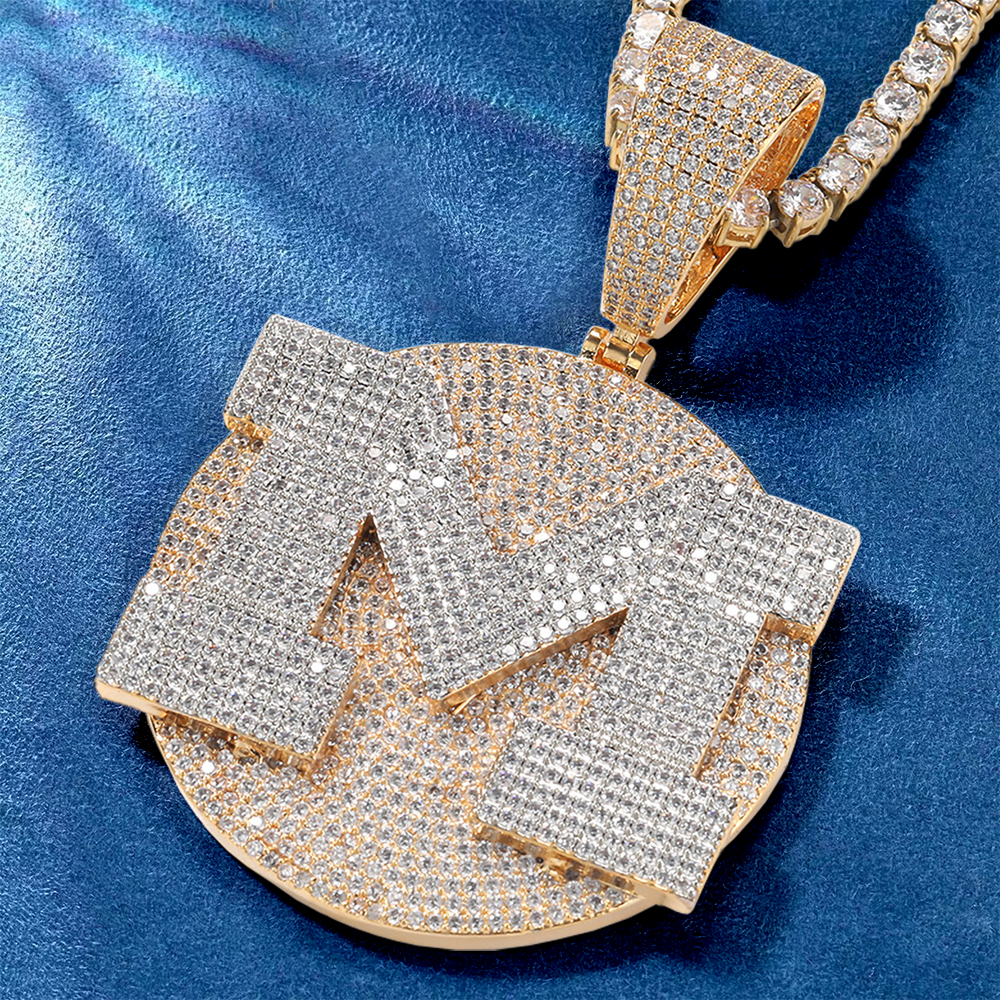 Gold-plated alphabet pendant necklace in hip hop style