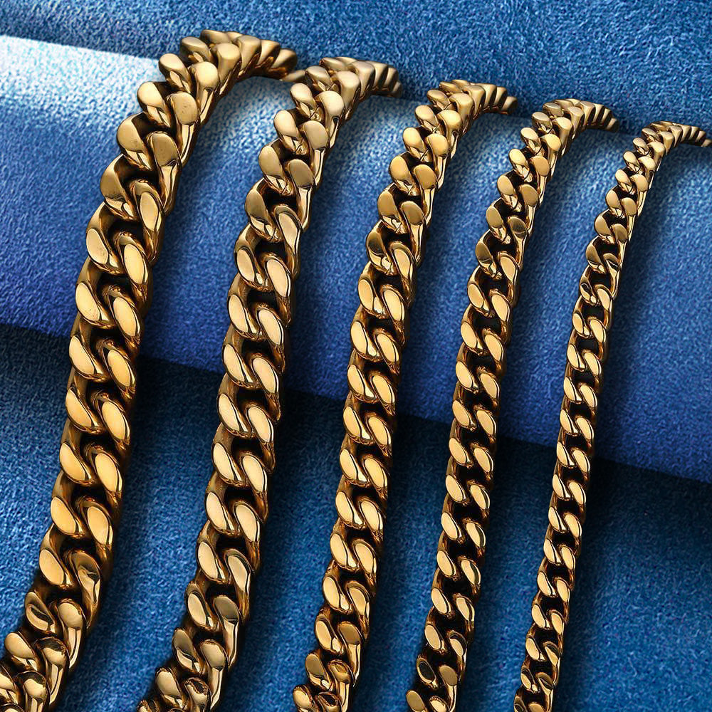 High-polish 10mm Cuban link chain with box clasp