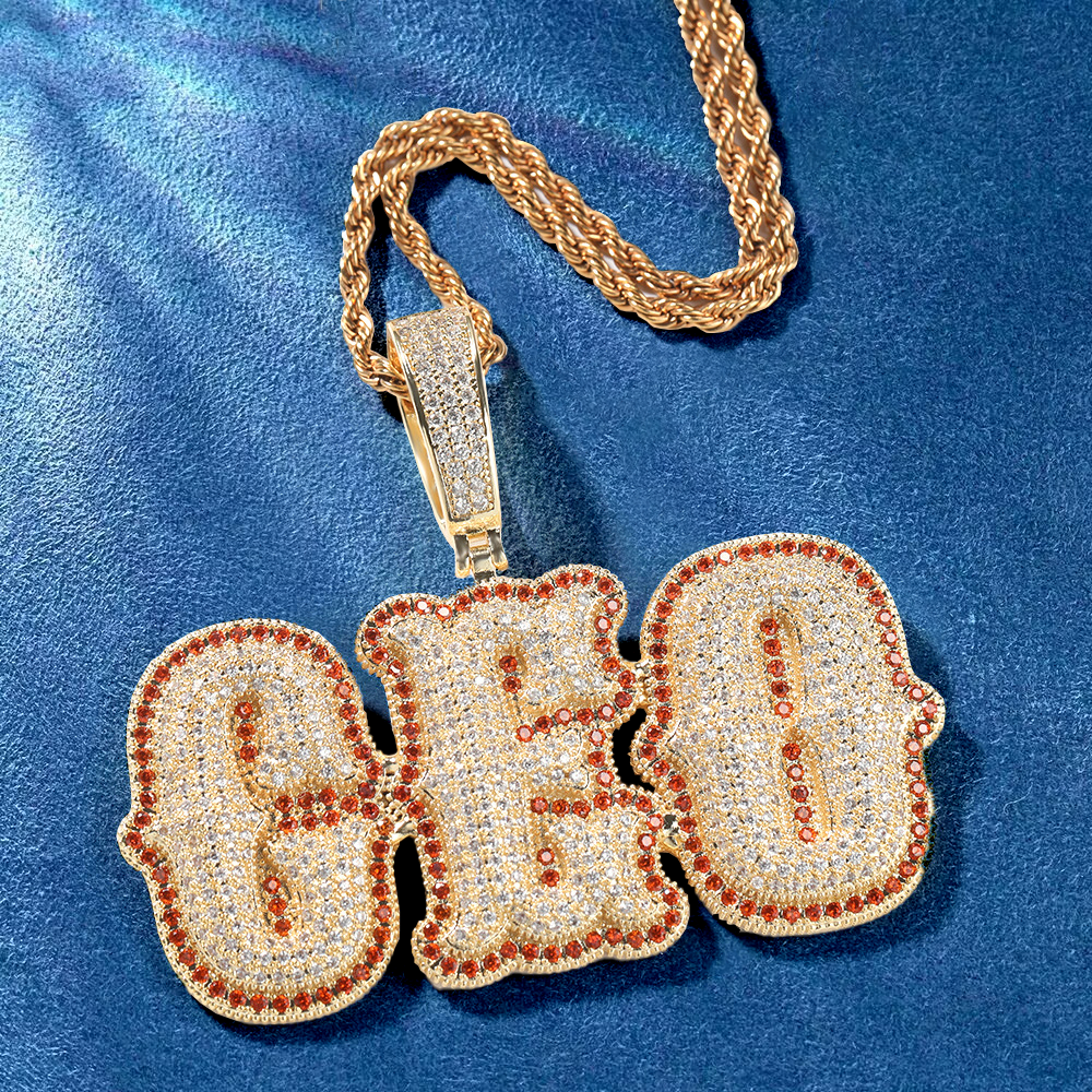 Gold alphabet charm with diamond-inspired bling