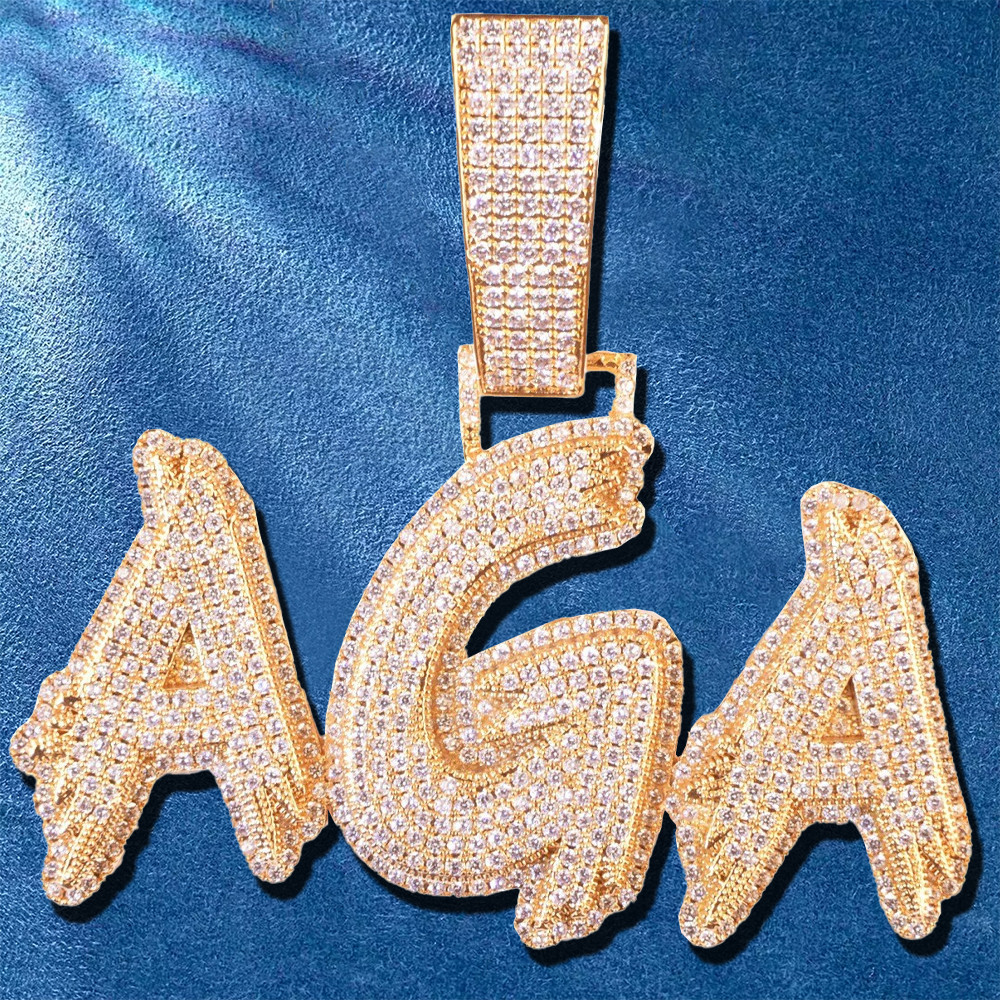 Custom initial letter pendant iced with CZ stones