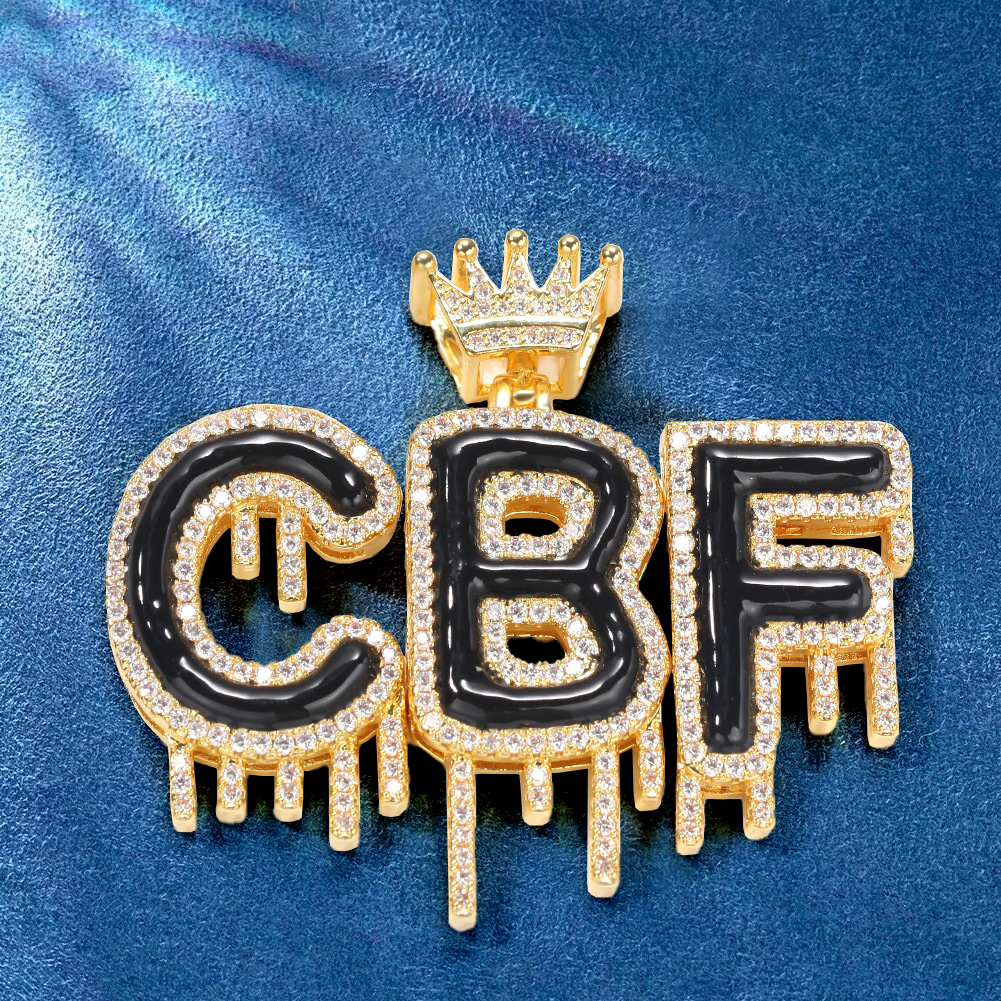 Drippy iced out alphabet charm for statement style