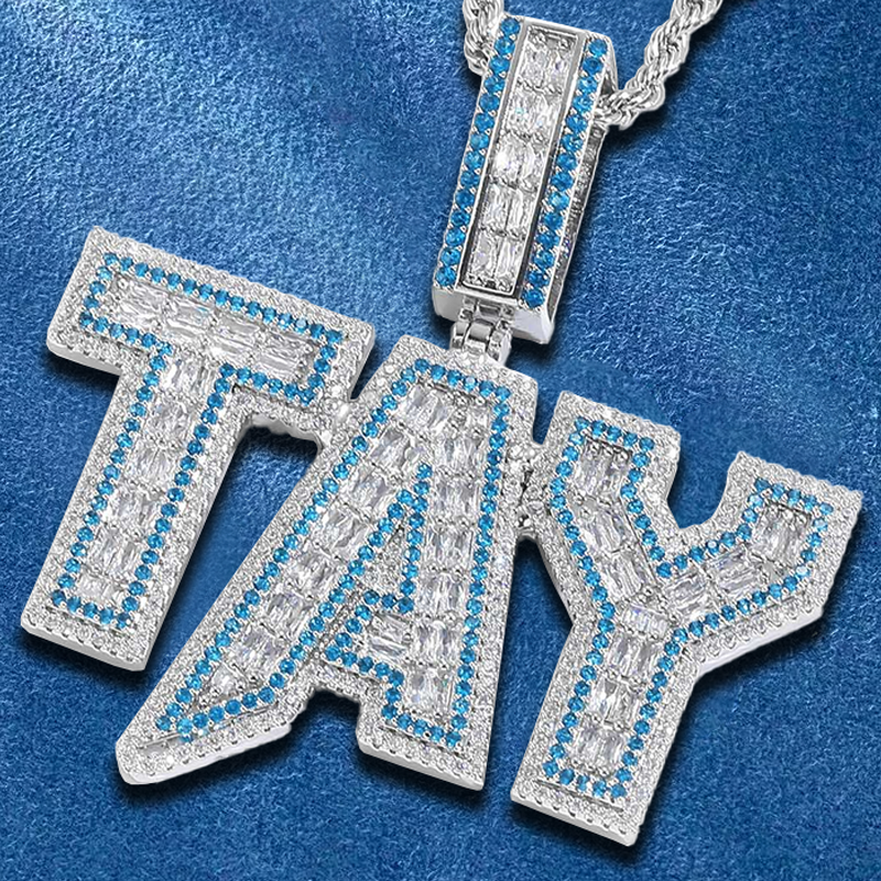 White gold initial necklace for men and women