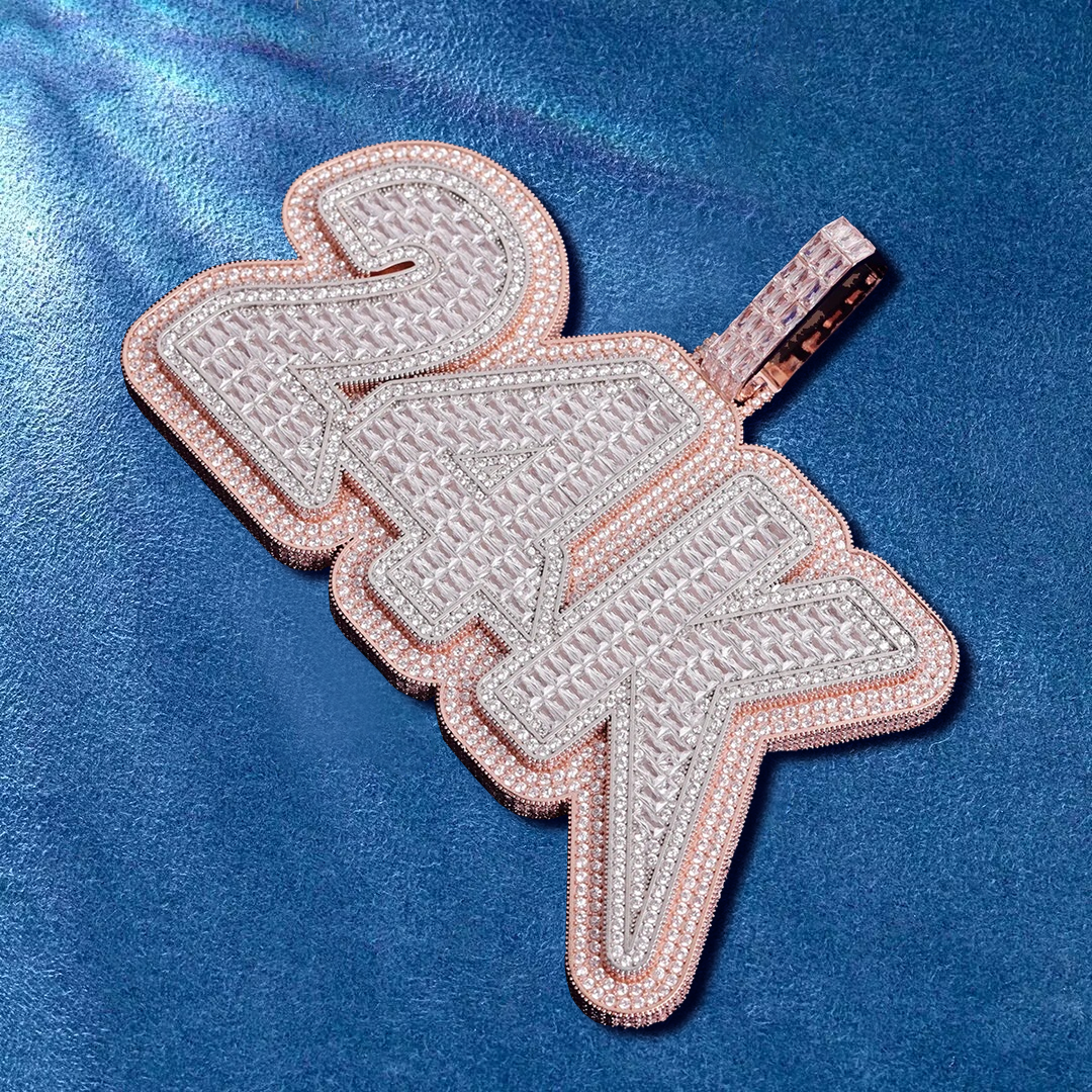 A-Z initial pendant with baguette and round stones