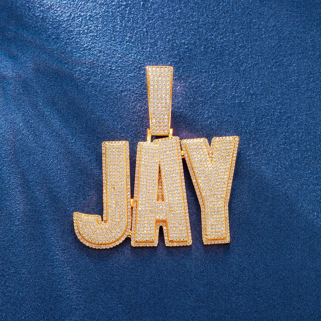 Statement iced pendant with custom letter design