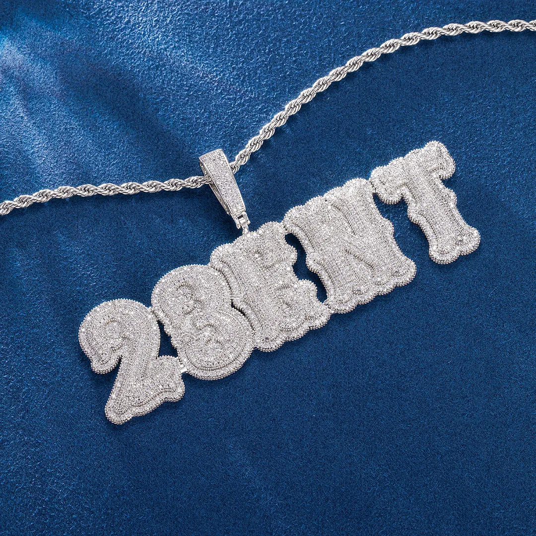 Custom bubble letter necklace for streetwear jewelry style
