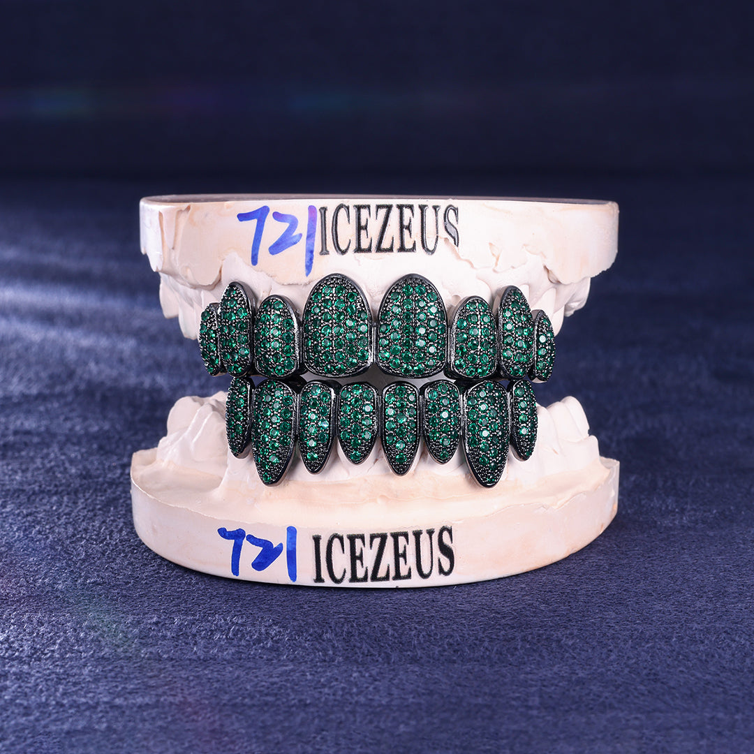 Premium custom teeth grillz in moissanite and silver