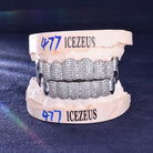 Moissanite open face grillz with high-polish silver base