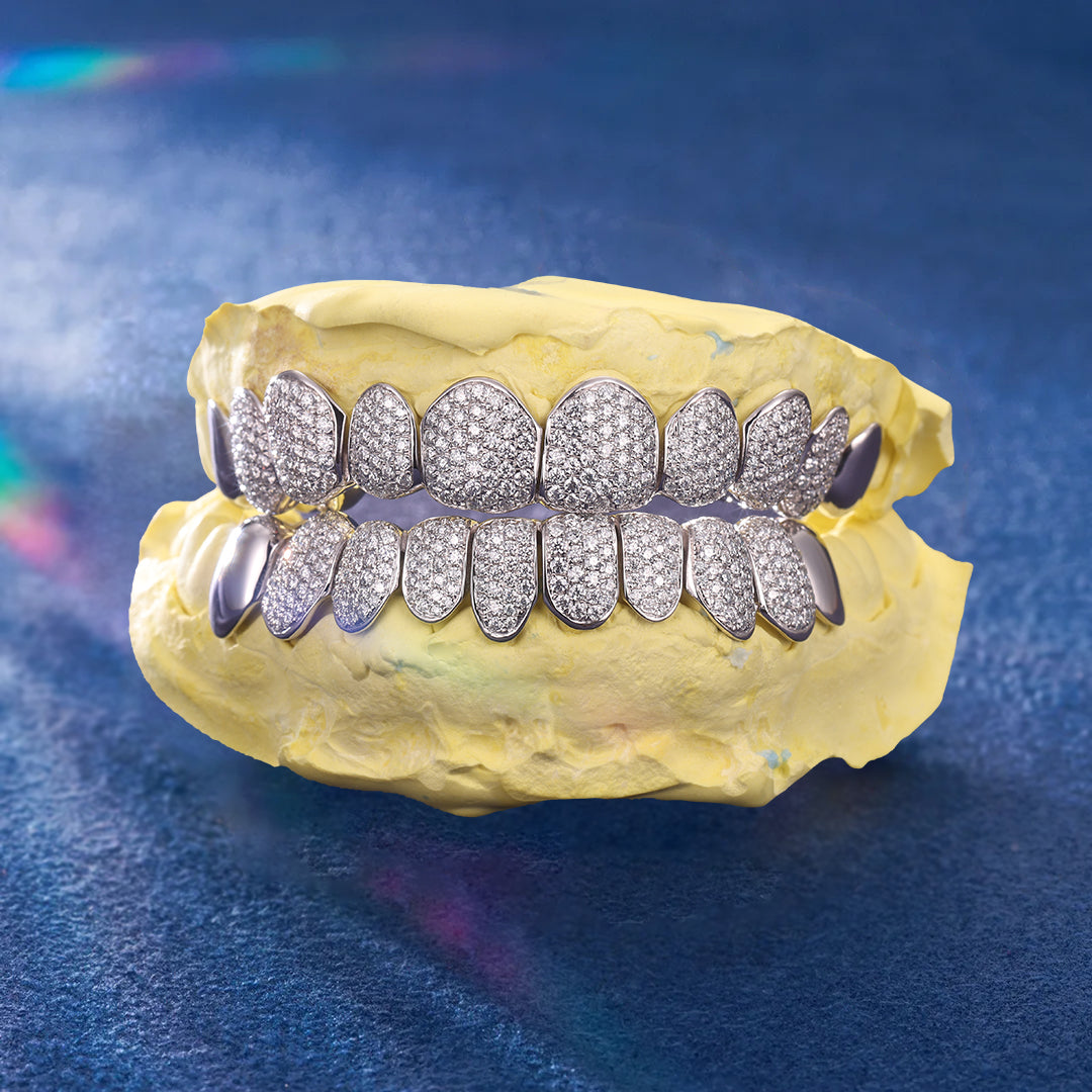 Moissanite teeth grillz custom-fit for iced-out smiles