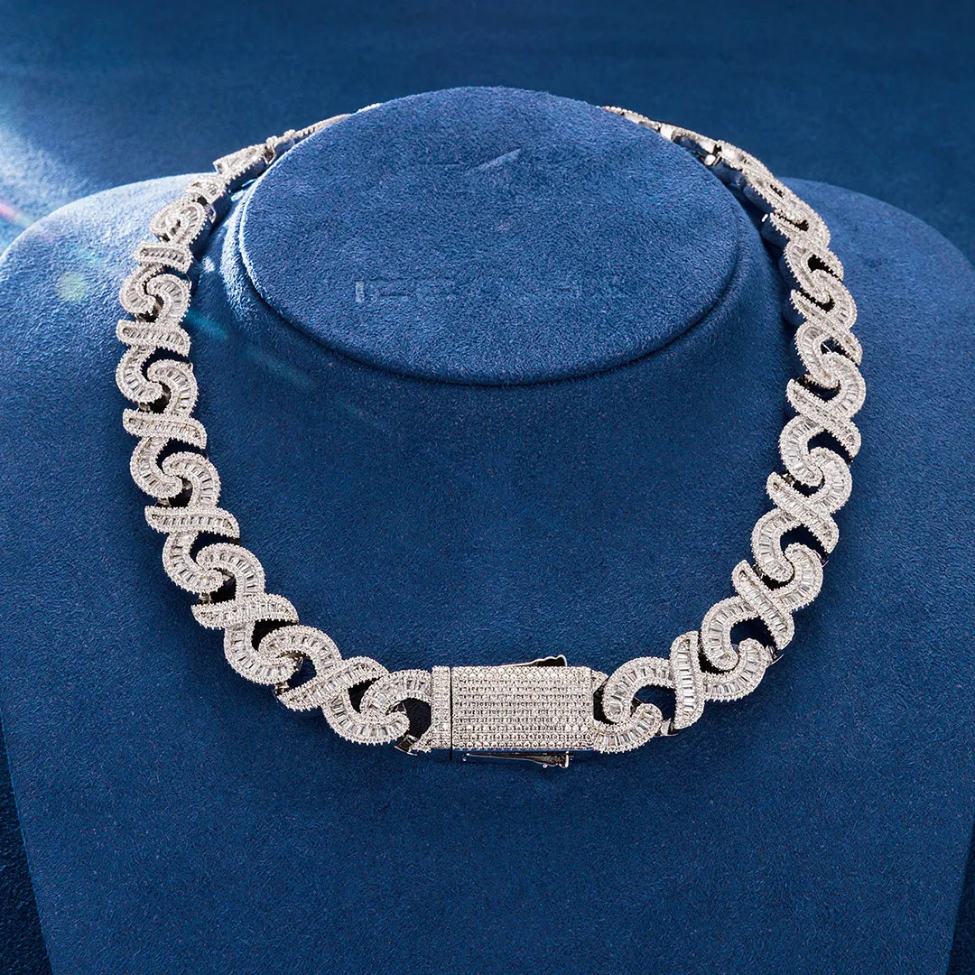 Close-up of Cuban links with moissanite diamonds