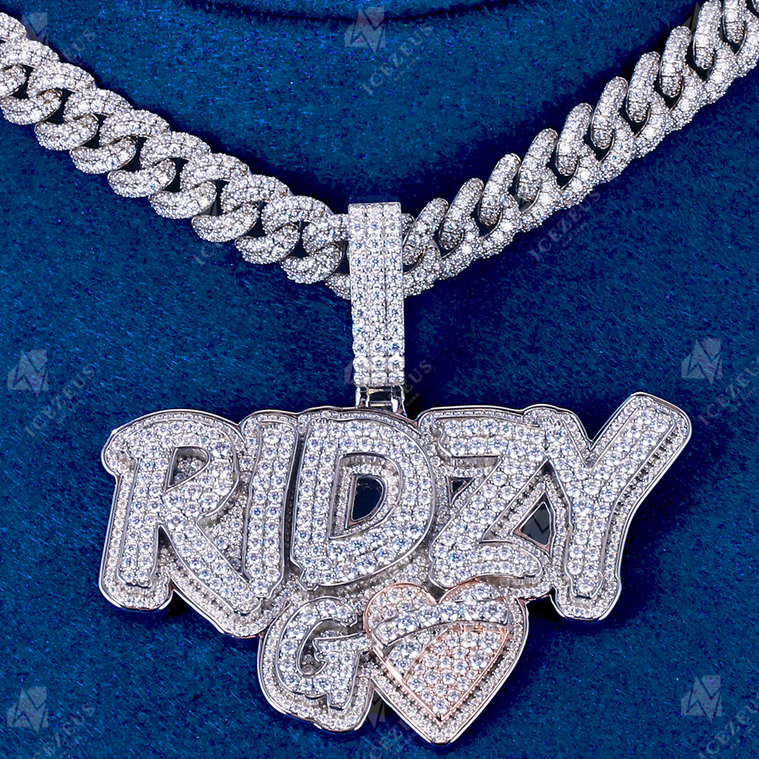 personalized moissanite hip hop pendant