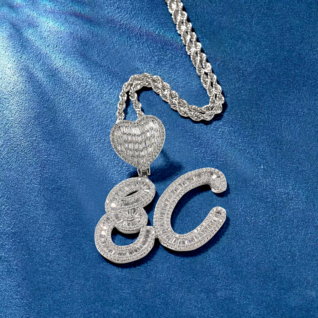 Luxury iced custom letter charm for everyday wear