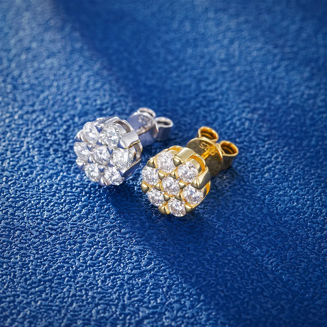 silver earrings with moissanite stones