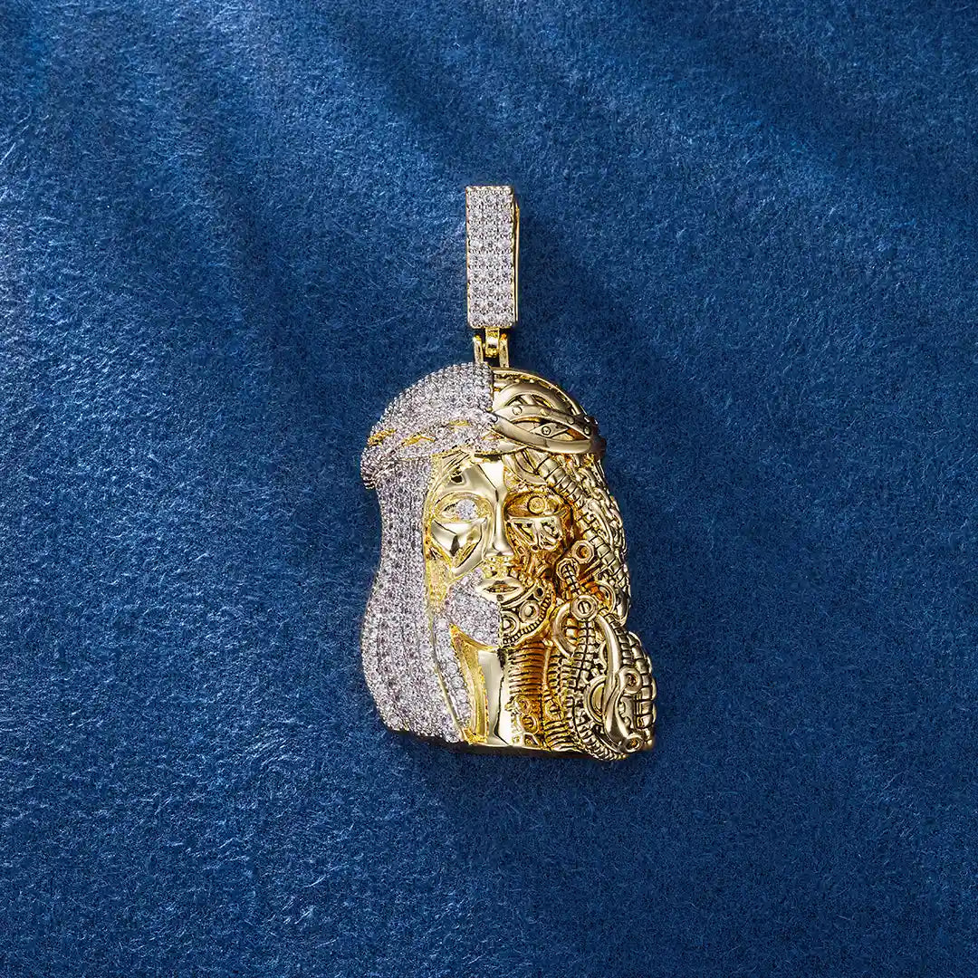 Gold Iced Out Jesus Pendant on Cuban Chain – Hip Hop Jewelry