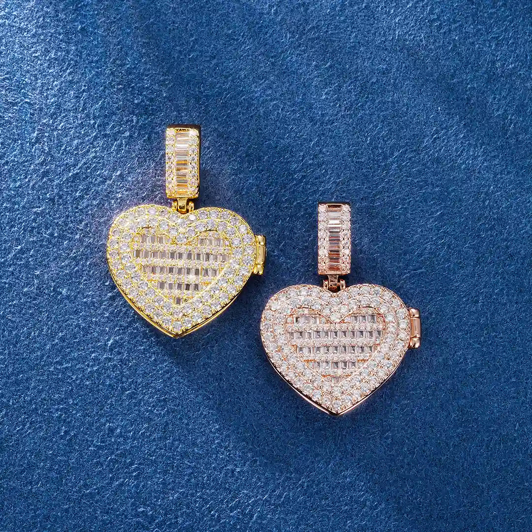 Custom made memory photo necklace with iced frame finish