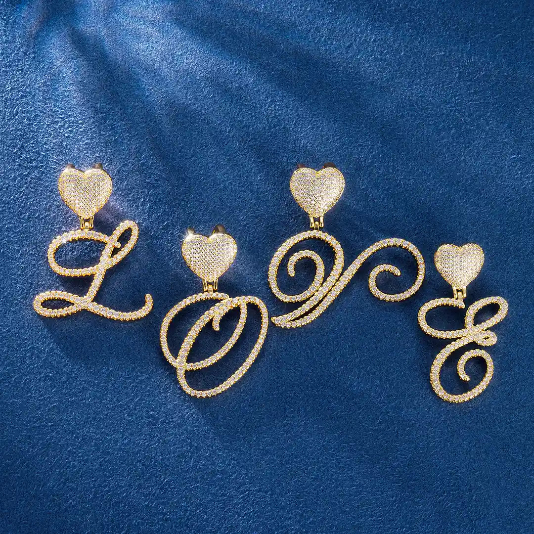 Personalized bling initial charm in rap-inspired design