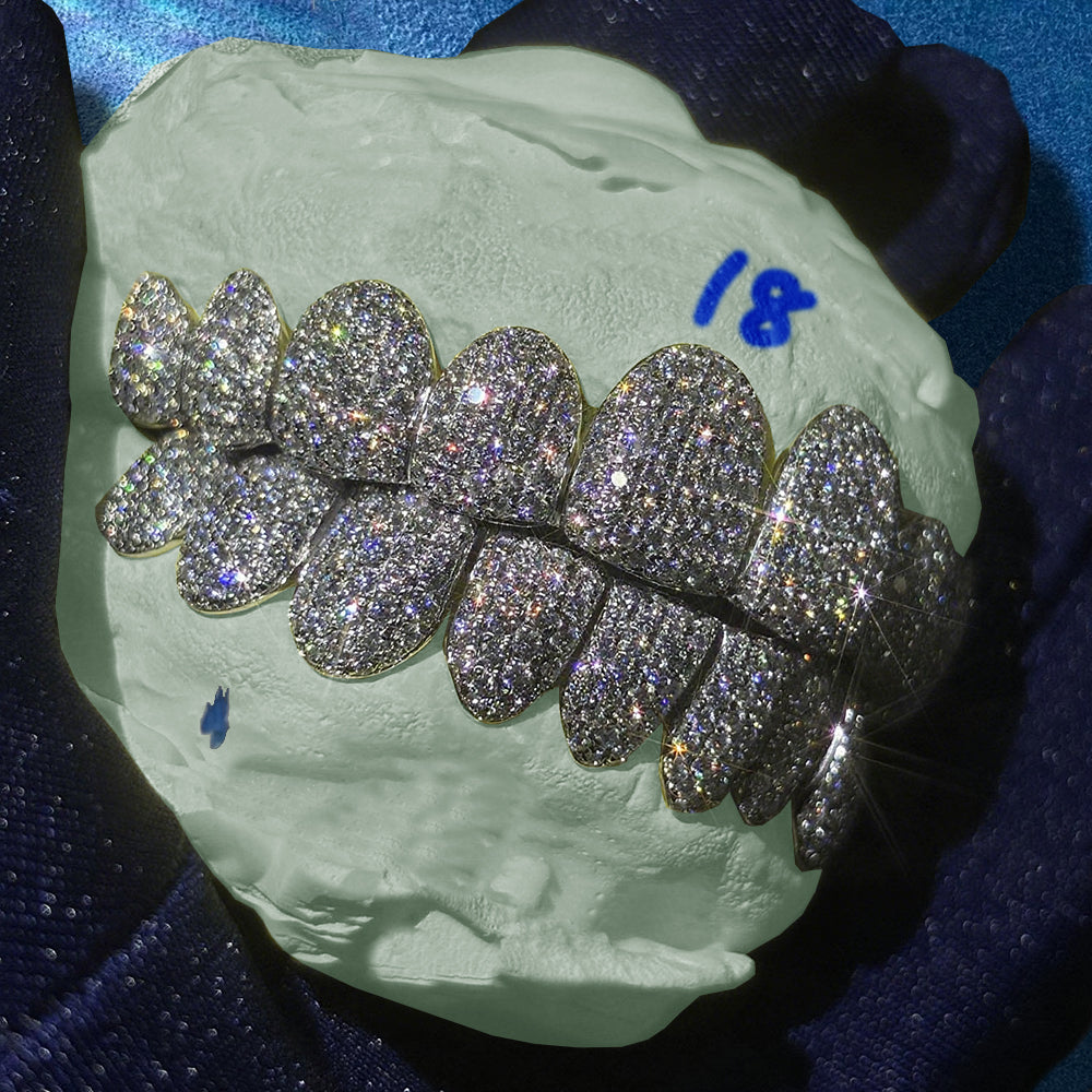 【シルバー925】モアサナイト グリルズ Grillz HIPHOP ジュエリー 925 Sterling Silver Grillz – Custom Iced-Out VVS Moissanite Hip