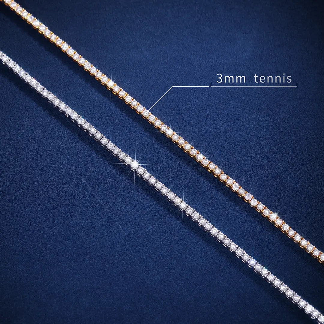 3mm 925 Sterling Silver Moissanite Tennis Chain