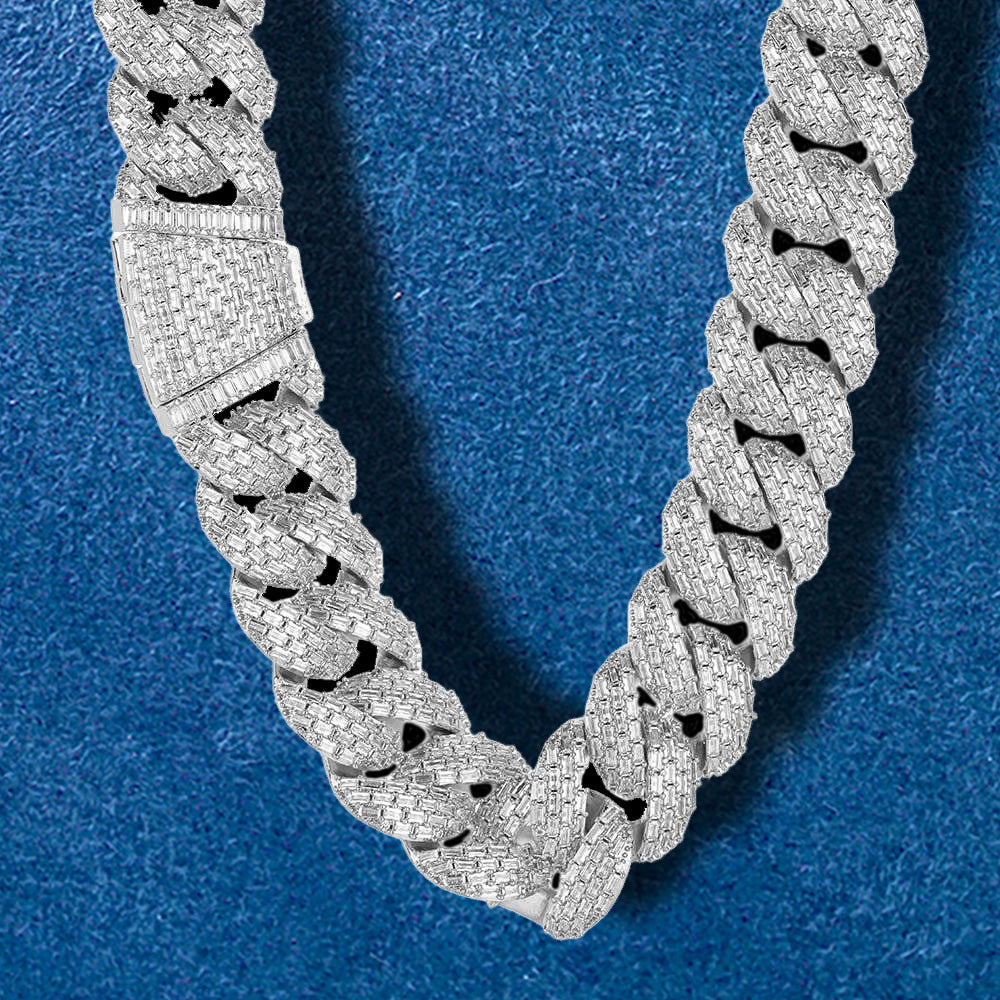 Glitter Iced Out Cuban Chain 【5mm】45cm 24mm T Square Ice Out Diamond Cuban Chain – IceZeusShop
