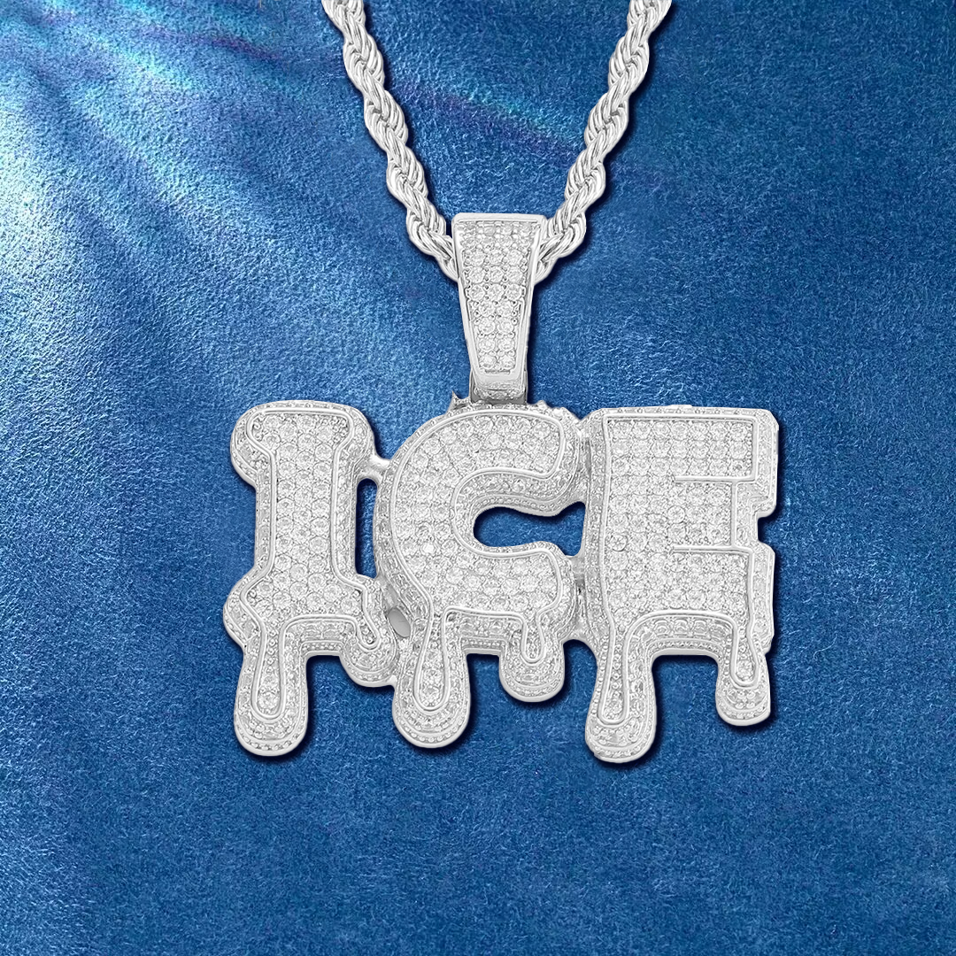 Custom Iced Out Bubble Drip Letter Pendant – IceZeusShop