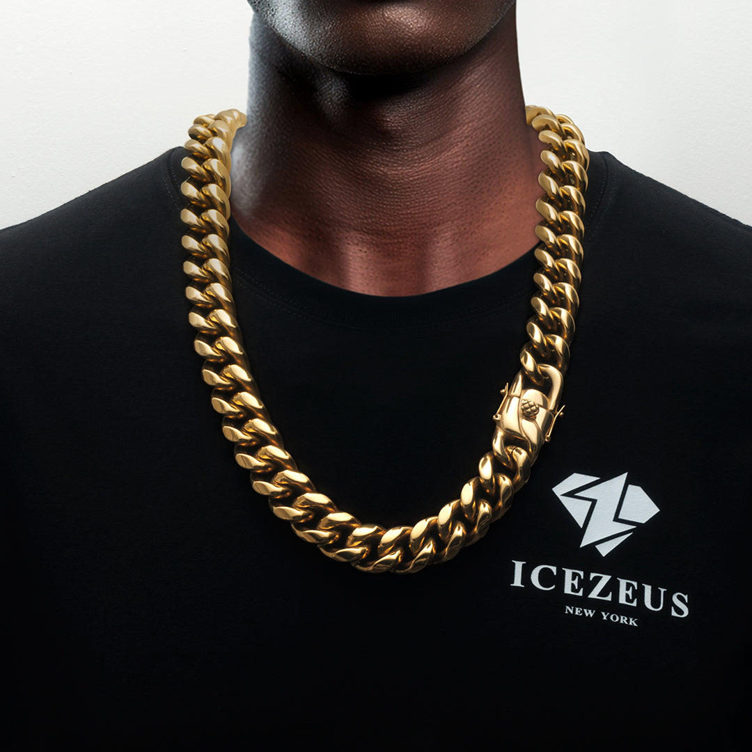 22mm Miami Cuban Link Chain in Yellow Gold – IceZeusShop
