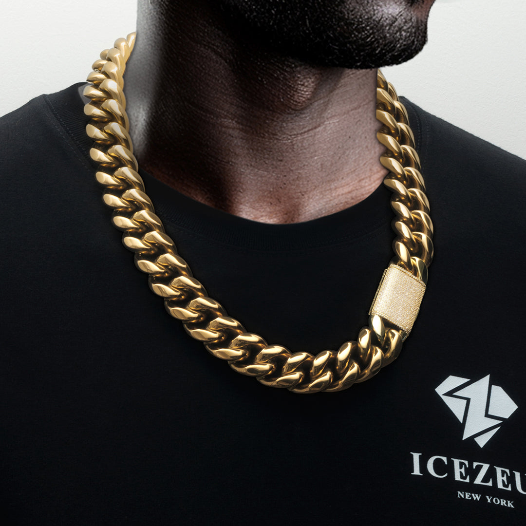 22mm MIAMI CUBAN LINK CHAIN WITH CZ CLASP – IceZeusShop