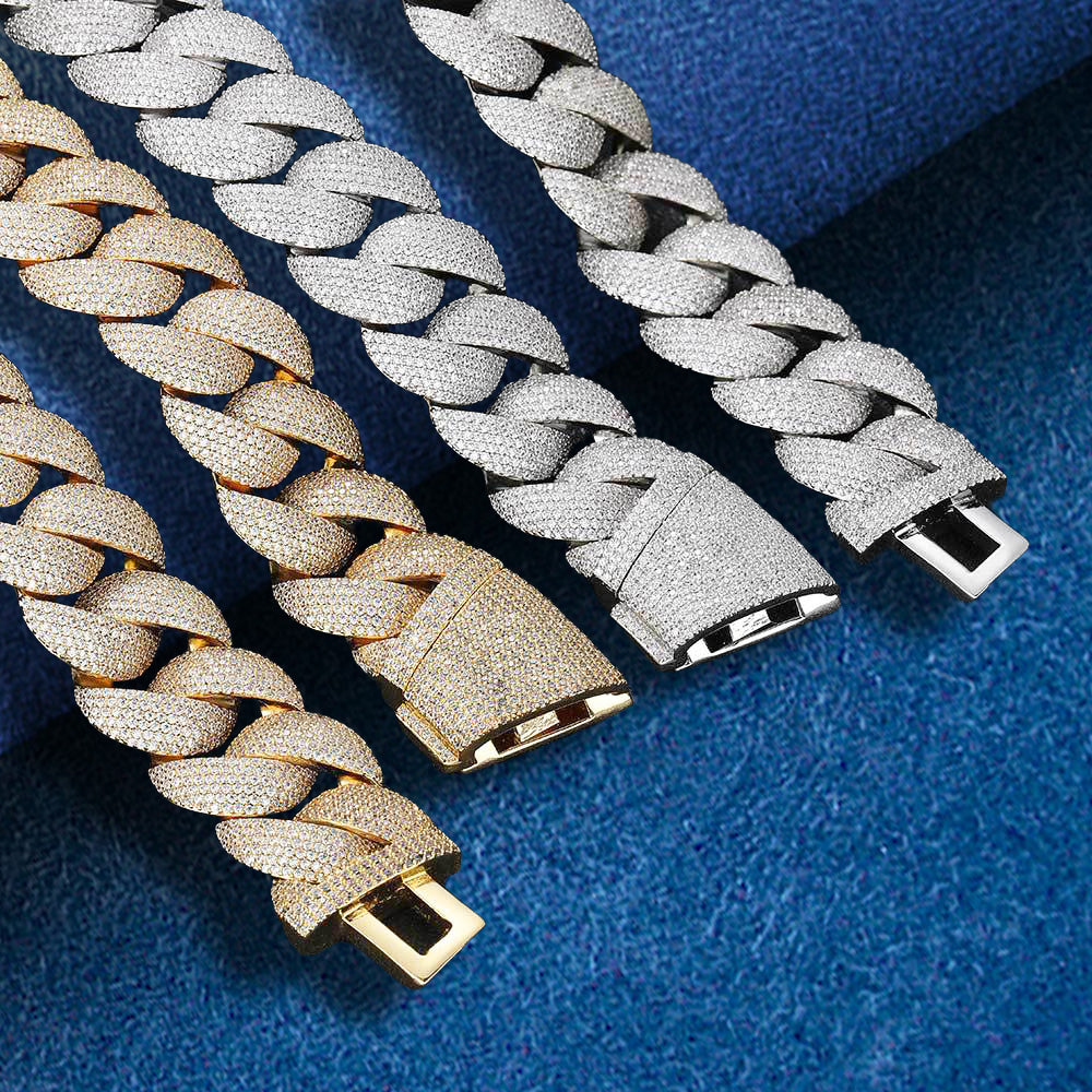 Glitter Iced Out Cuban Chain 【5mm】45cm 25MM Big Cuban Link Chain for Men Thick Iced Out Chain 18K Gold