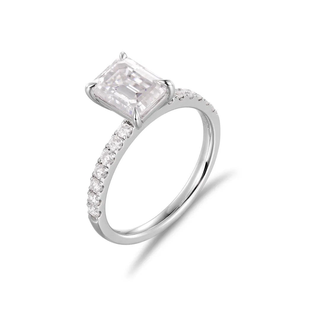 Moissanite Emerald cut Engagement Ring