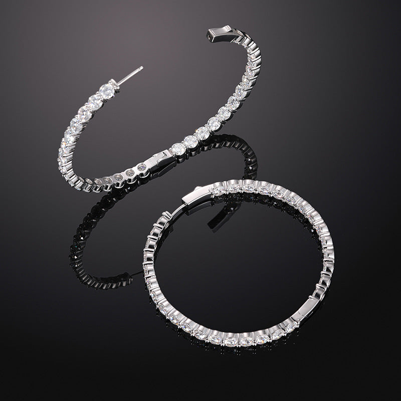 S925 5MM Moissanite Round Hoop Earrings