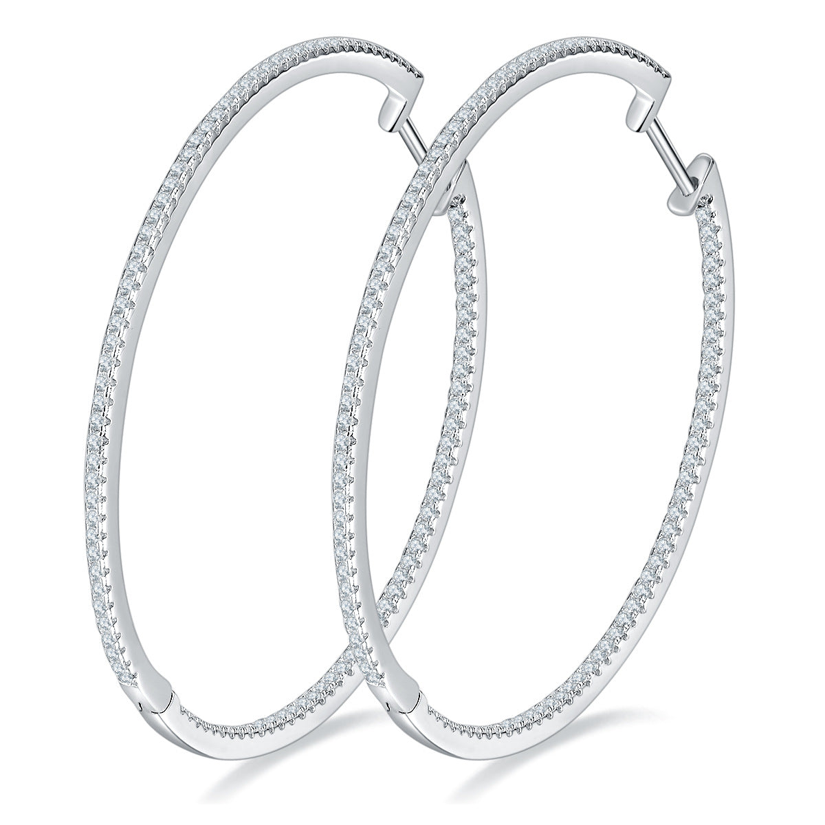 S925 Silver 1.1mm Moissanite Round Hoop Earrings