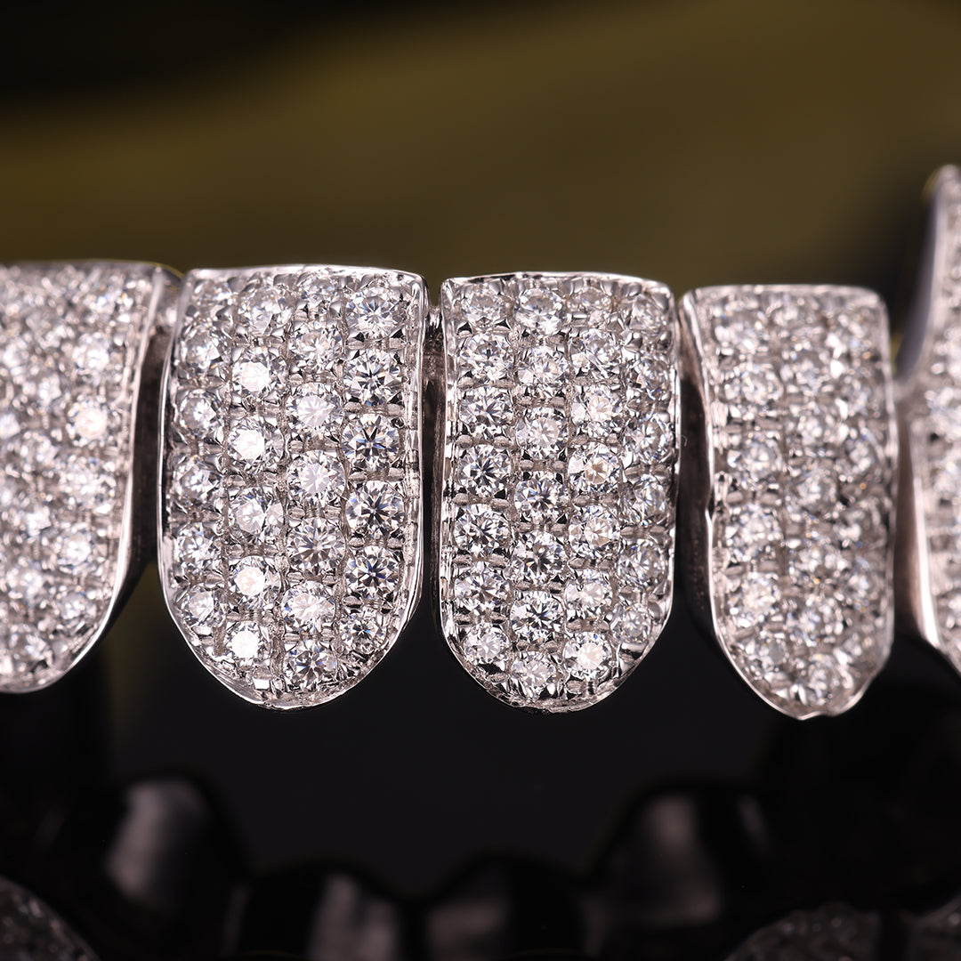 Custom Fang Grillz Iced Out 925 Silver Vampire Teeth Jewelry with