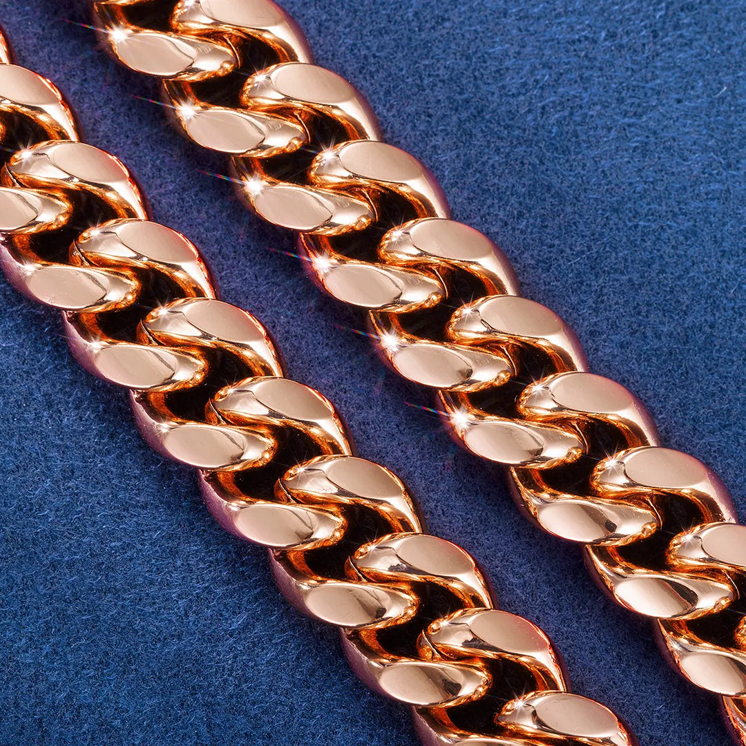 14mm Miami Cuban Link Chain in Rose Gold