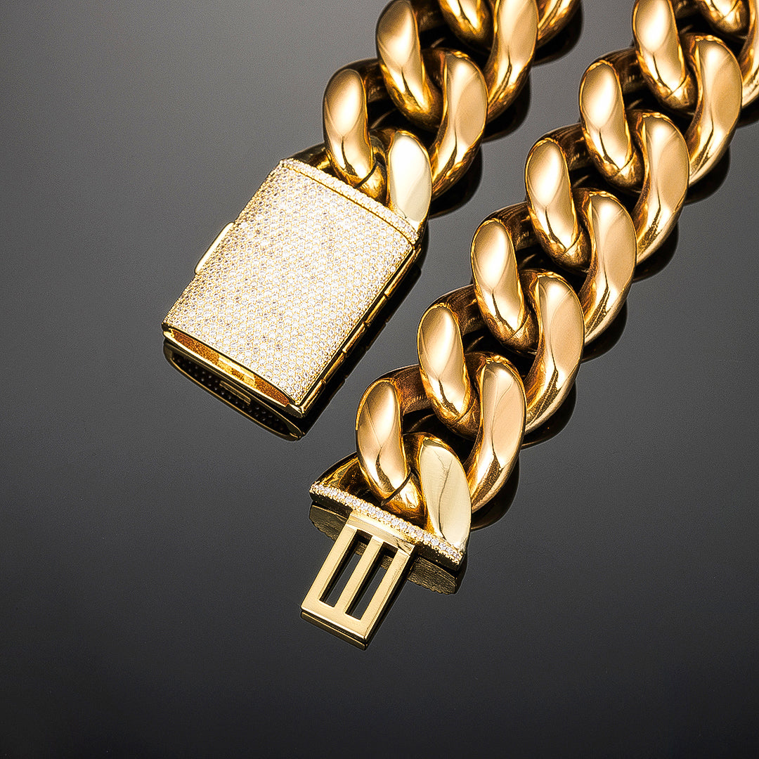 22mm MIAMI CUBAN LINK CHAIN WITH CZ CLASP – IceZeusShop