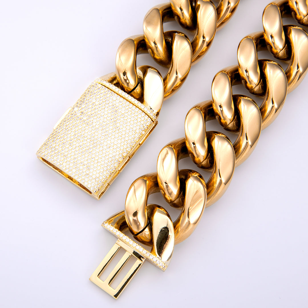 22mm MIAMI CUBAN LINK CHAIN WITH CZ CLASP – IceZeusShop