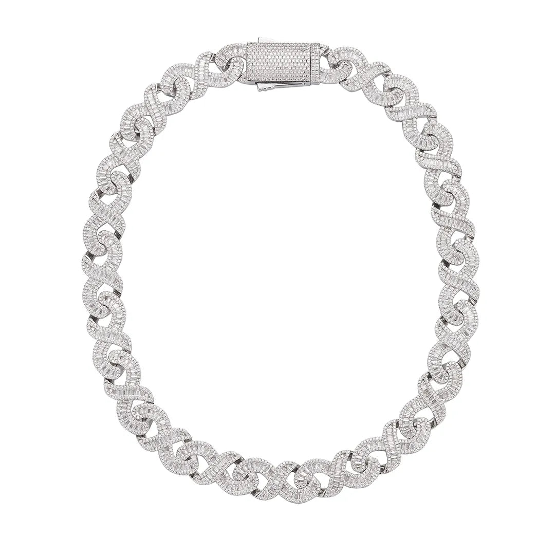 15mm CZ Stone Baguette Infinity Chain