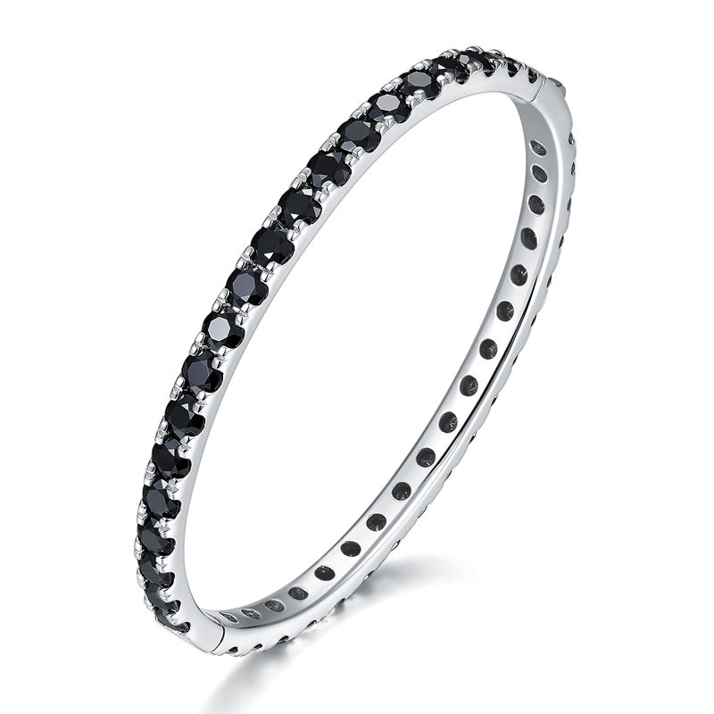 S925 Silver Black Moissanite 4mm Bangle Bracelet